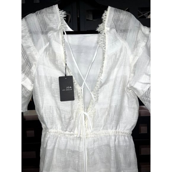 J.O.A. Sheer Linen White Shorts Romper/Jumpsuit One Piece Large NWT - Picture 3 of 4